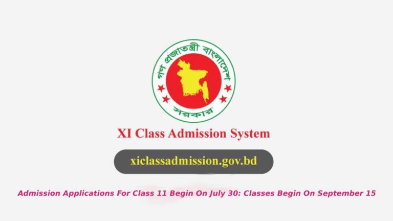 Class XI Admission 2025 Online Application Procedure and Schedule